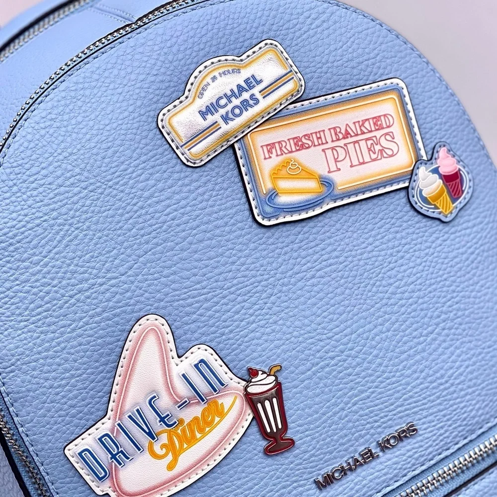 Michael Kors Blue Backpack with Patches